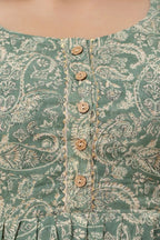 Beige Printed Pure Rayon Cotton Mateniry And Feeding Kurta