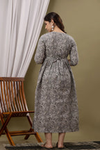 Beige Printed Pure Rayon Cotton Mateniry And Feeding Kurta