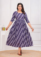 Aqua Blue Printed Pure Rayon Mateniry And Feeding Kurta