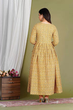 Beige Printed Pure Rayon Cotton Mateniry And Feeding Kurta