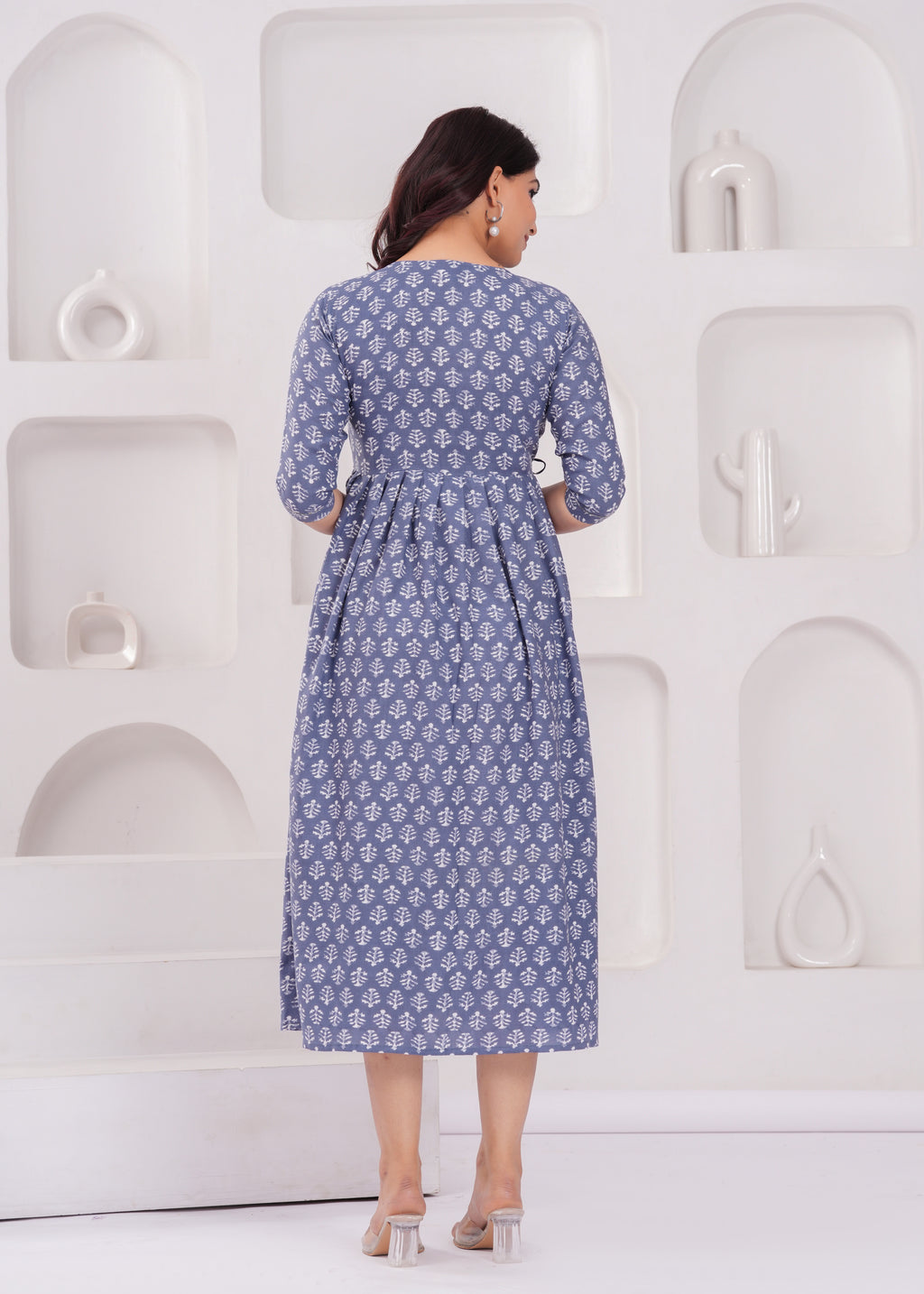 Beige Printed Pure Rayon Cotton Mateniry And Feeding Kurta