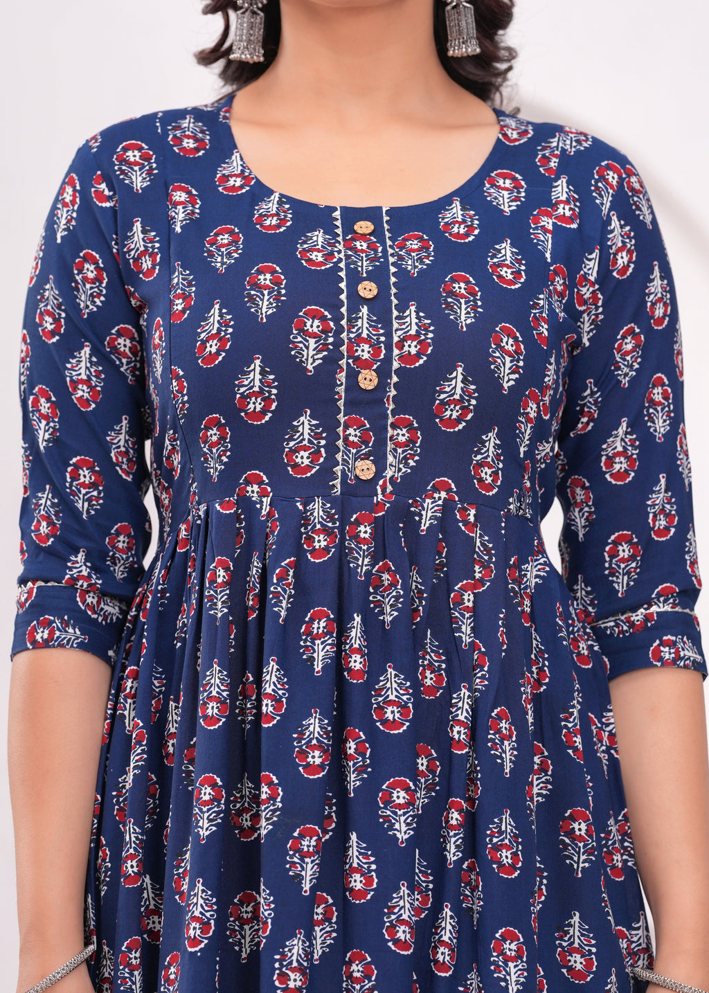 Beige Printed Pure Rayon Cotton Mateniry And Feeding Kurta