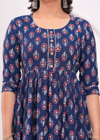 Beige Printed Pure Rayon Cotton Mateniry And Feeding Kurta