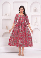 Aqua Blue Printed Pure Rayon Cotton Mateniry And Feeding Kurta