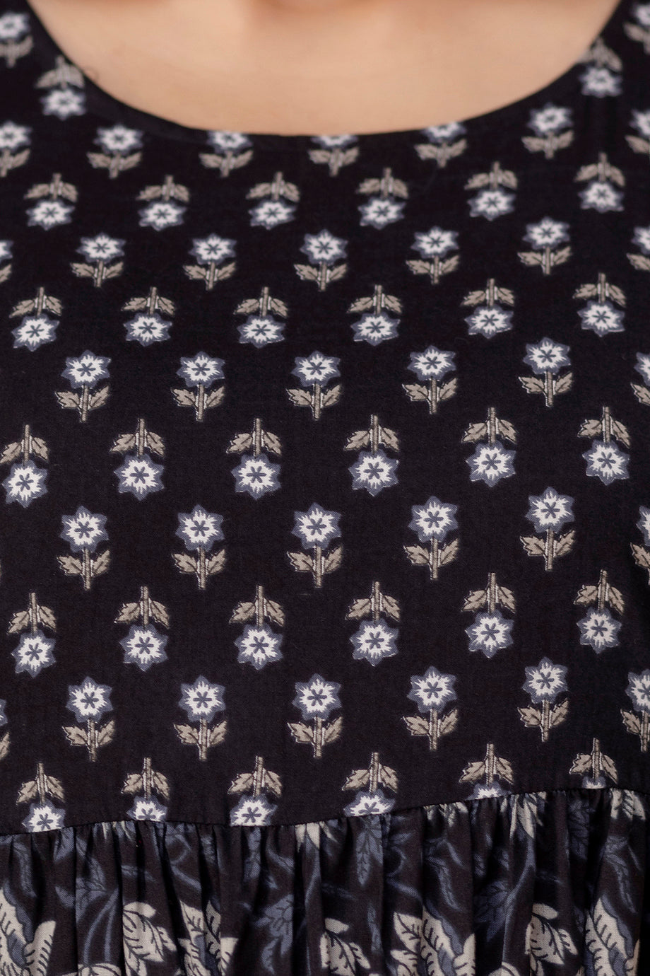 Dark Blues Printed Pure Rayon Cotton Maternity and Feeding Kurta